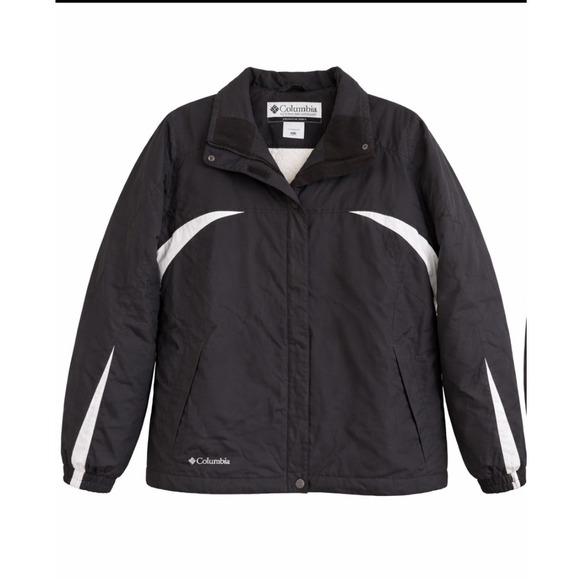 Columbia Jackets & Blazers - Columbia Sportswear Womens Black Sherpa Lined Winter Jacket White Accents Large‎